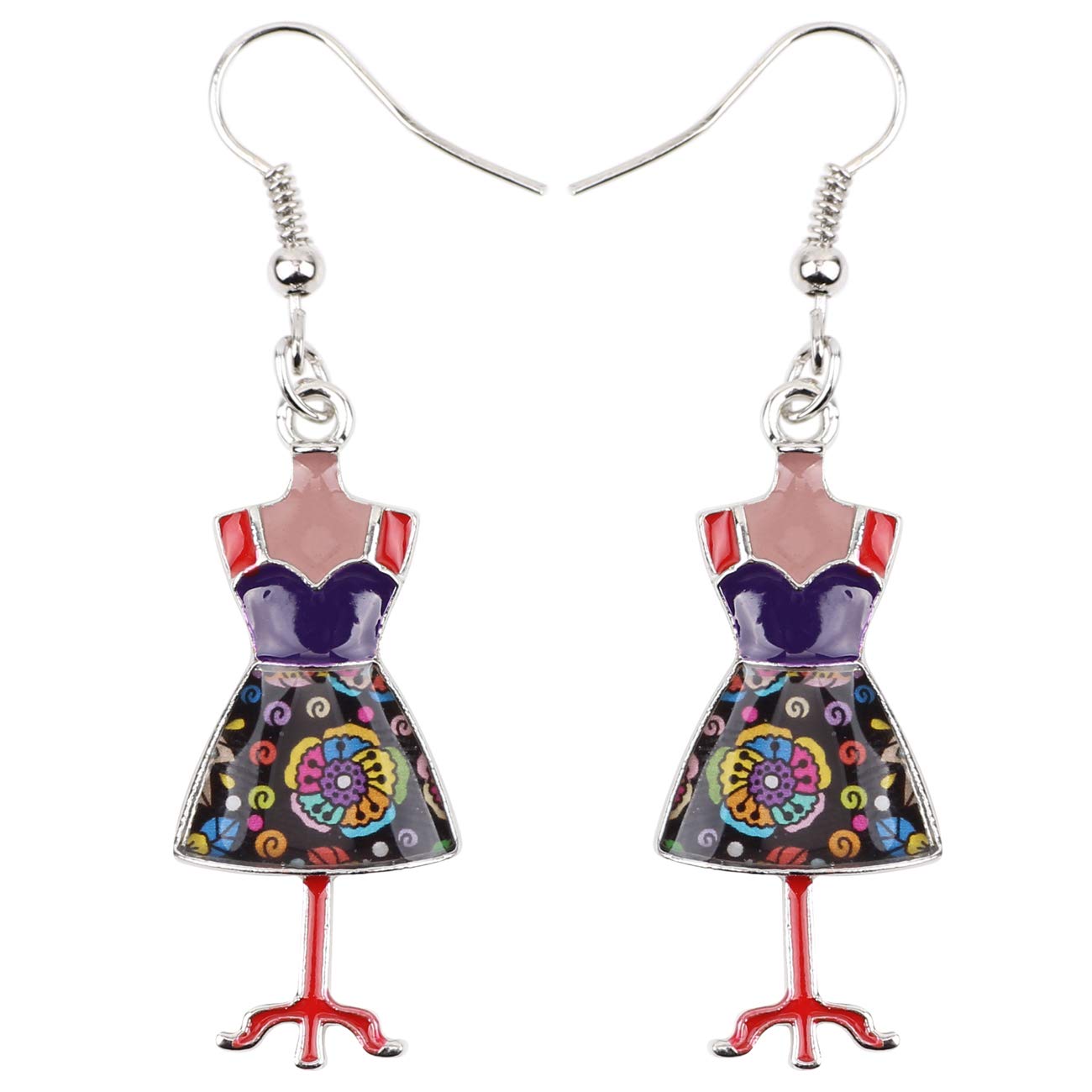 DUOWEI Cute Hanger Drop Dangle Earrings - Zinc Alloy Enamel Charms Jewelry for Women, Ladies, Teens & Girls - Perfect for Parties, Dating & Everyday Fashion Accessories