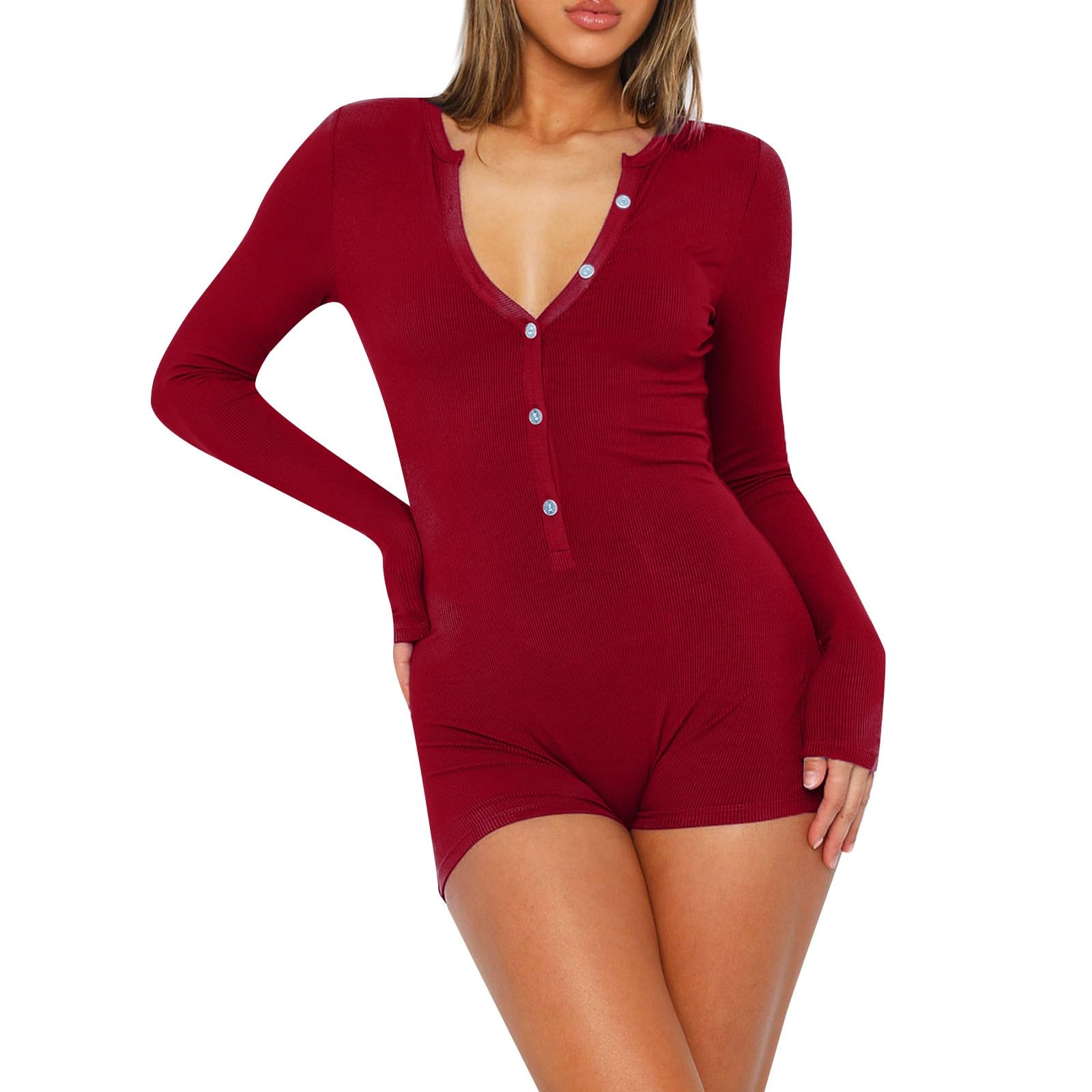 Women's Tummy Control Bodysuit - Long Sleeve Zipper Jumpsuit & Basic Top | Slimming Outfit for Work, Date Night & Everyday Wear