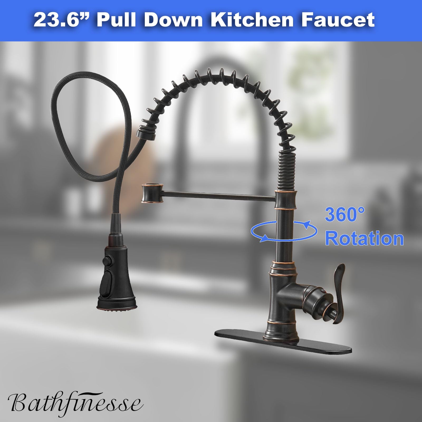 Premium Oil Rubbed Bronze Kitchen Sink Faucet with Pull Down Sprayer - 1 or 3 Hole Installation - Perfect for Modern Kitchens & Busy Home Chefs