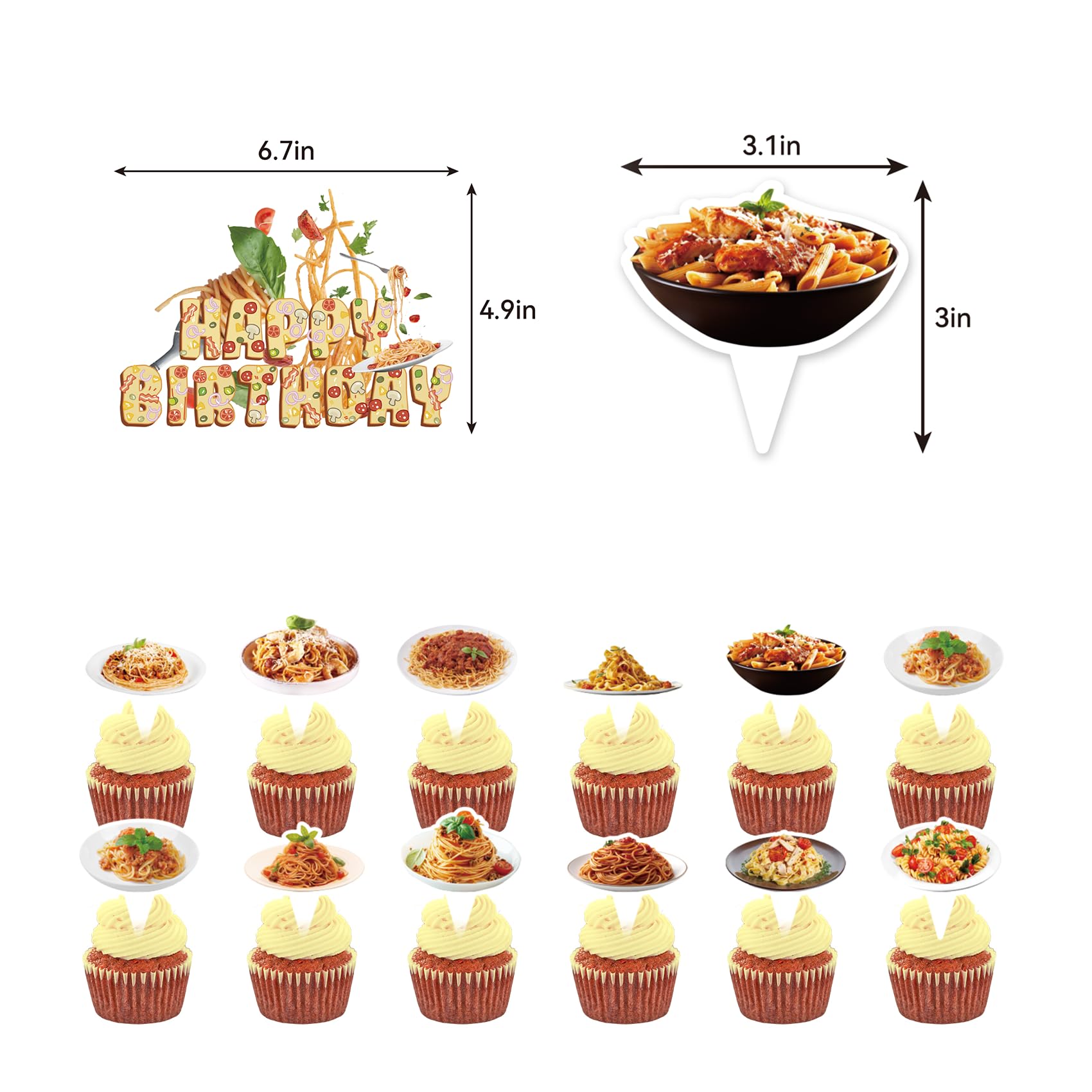 Pasta Party Decorations Set - Spaghetti Birthday Party Supplies with Happy Birthday Banner, Cake Topper, Cupcake Toppers, Hanging Swirls & Balloons - Perfect for Italian-Themed Birthday Parties, Pasta Lover Celebrations & Fun Family Gatherings
