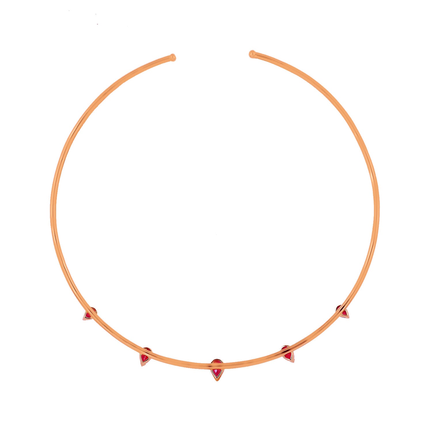 18K Rose Gold July Birthstone Cuff Necklace with Pear Ruby - Elegant Jewelry Gift for Women, Perfect for Birthdays, Anniversaries & Special Occasions
