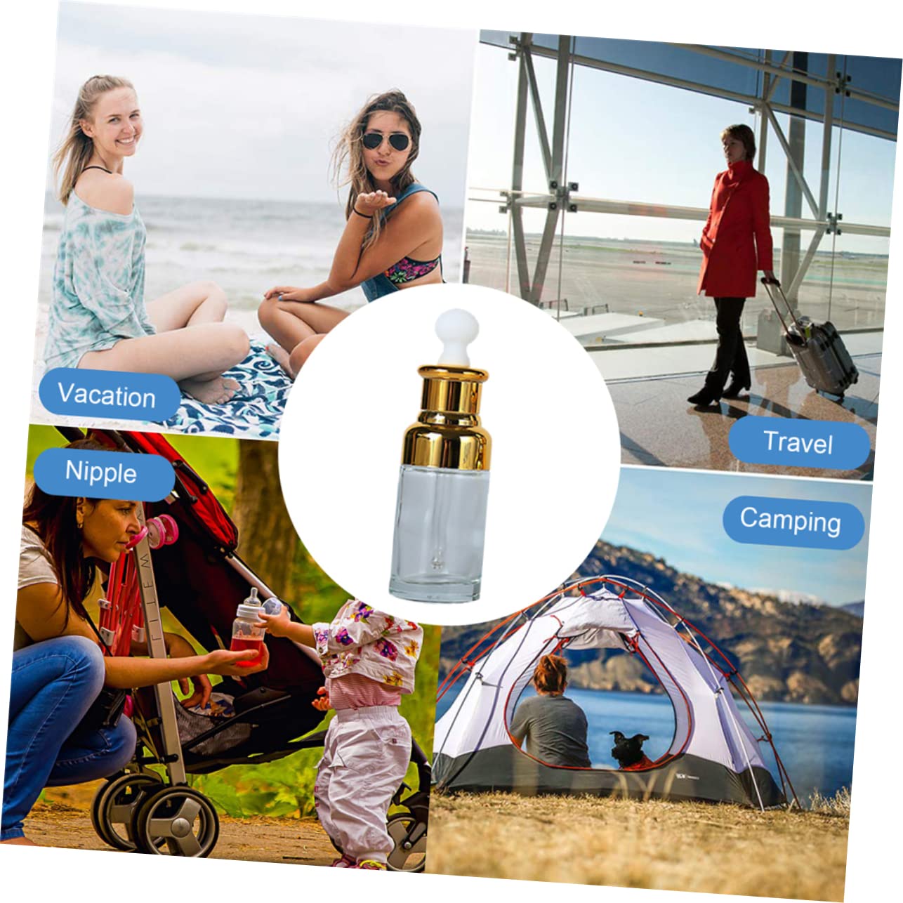Minkissy 5-Piece Travel Dropper Bottles Set - Refillable Essential Oil Bottles for Aromatherapy, DIY Blends & On-The-Go Use