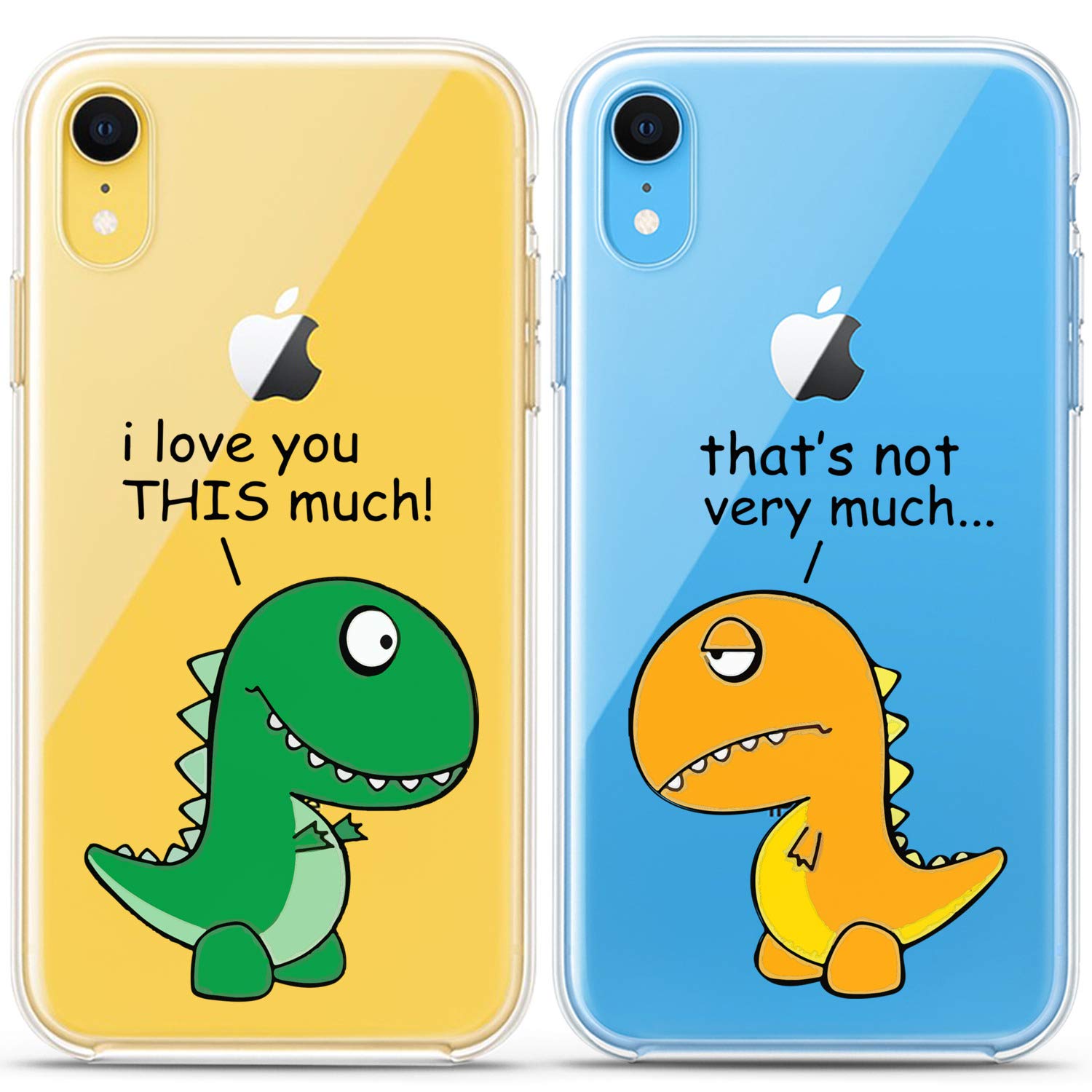 Cute Dinosaur Couple Phone Cases for iPhone 16/15/14/13/12/11 Pro Max/Mini/XS/X/8 Plus/7+/XR/10/SE/5 - Funny T-Rex Silicone Covers for Him & Her - Perfect Valentine's Gift for Girlfriend/Boyfriend - Ideal for Couples Matching Accessories & Everyday Protection