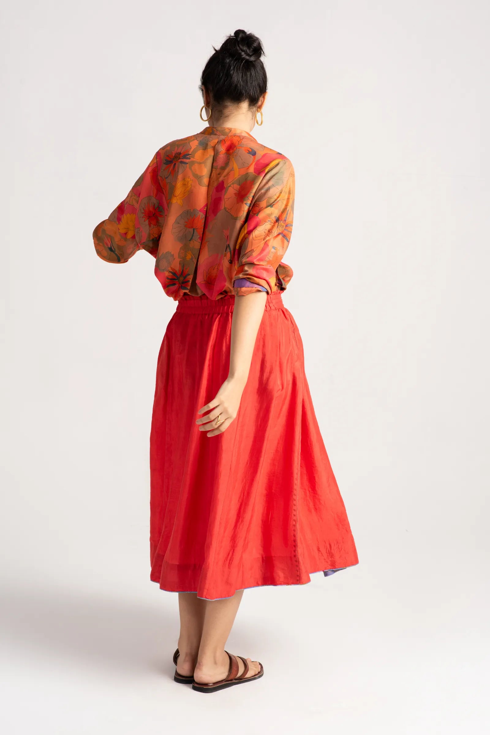 Elegant Nargis Silk Skirt in Red - Perfect for Parties, Weddings & Special Occasions