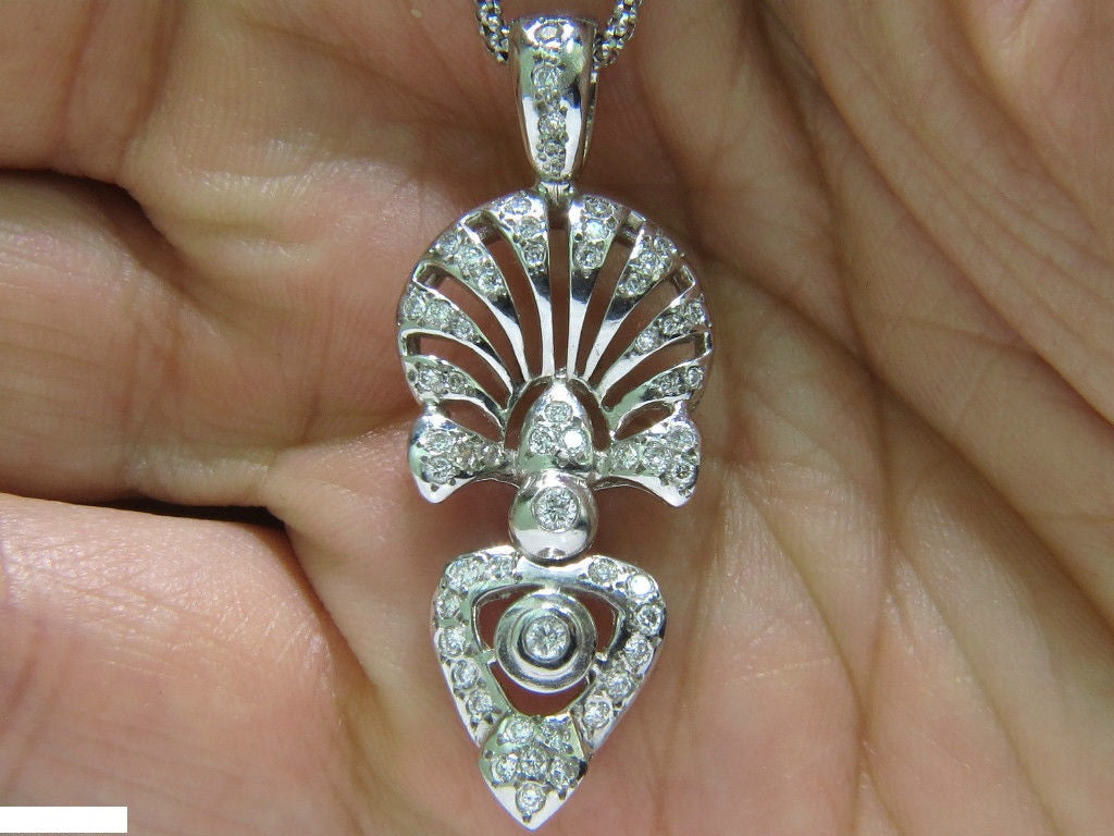 1.10 Carat Diamond Modern Deco Pendant Necklace - Italian 925 Sterling Silver Jewelry for Women - Perfect for Weddings, Anniversaries & Special Occasions