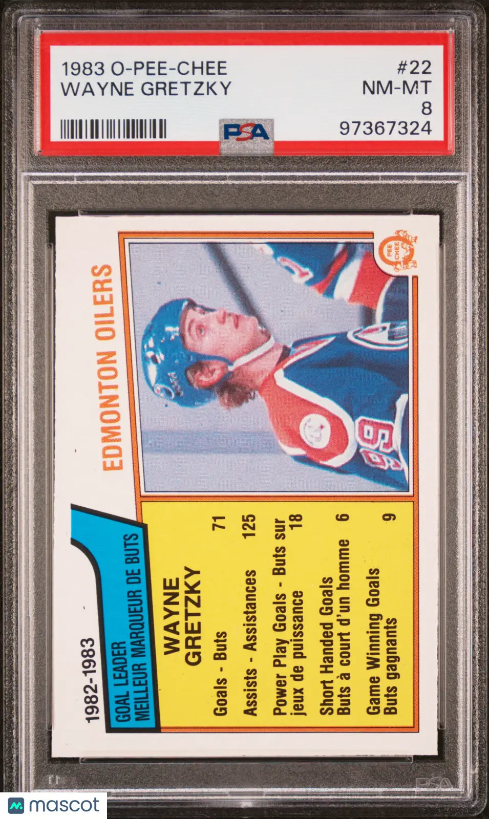 1983 O-Pee-Chee Wayne Gretzky #22 Hockey Card PSA 8 - Rare Vintage NHL Collectible for Sports Memorabilia & Fan Display