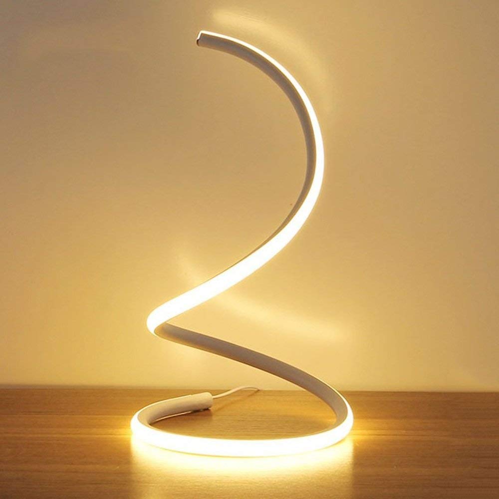Modern Spiral LED Table Lamp - 40W Warm Light Acrylic Desk Lamp for Bedroom, Living Room & Office | Eye-Caring Study Light with Minimalist Space-Saving Design | Perfect for Night Reading, Home Decor and Workspace Lighting