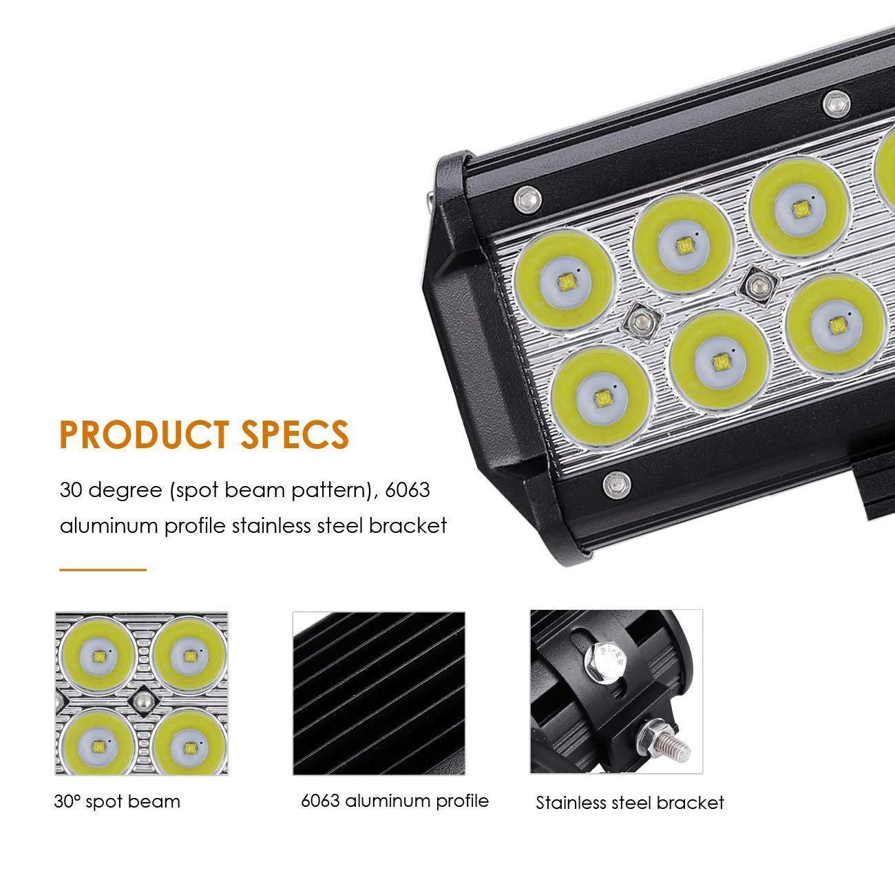 Auxbeam 7 Inch LED Light Bar 2 Pack with 6 Gang Switch Panel Kit - Blue LED Off-Road Lights for Trucks, Jeeps, ATVs & UTVs - Waterproof Spot & Flood Combo Beam for Night Driving, Camping & Outdoor Adventures