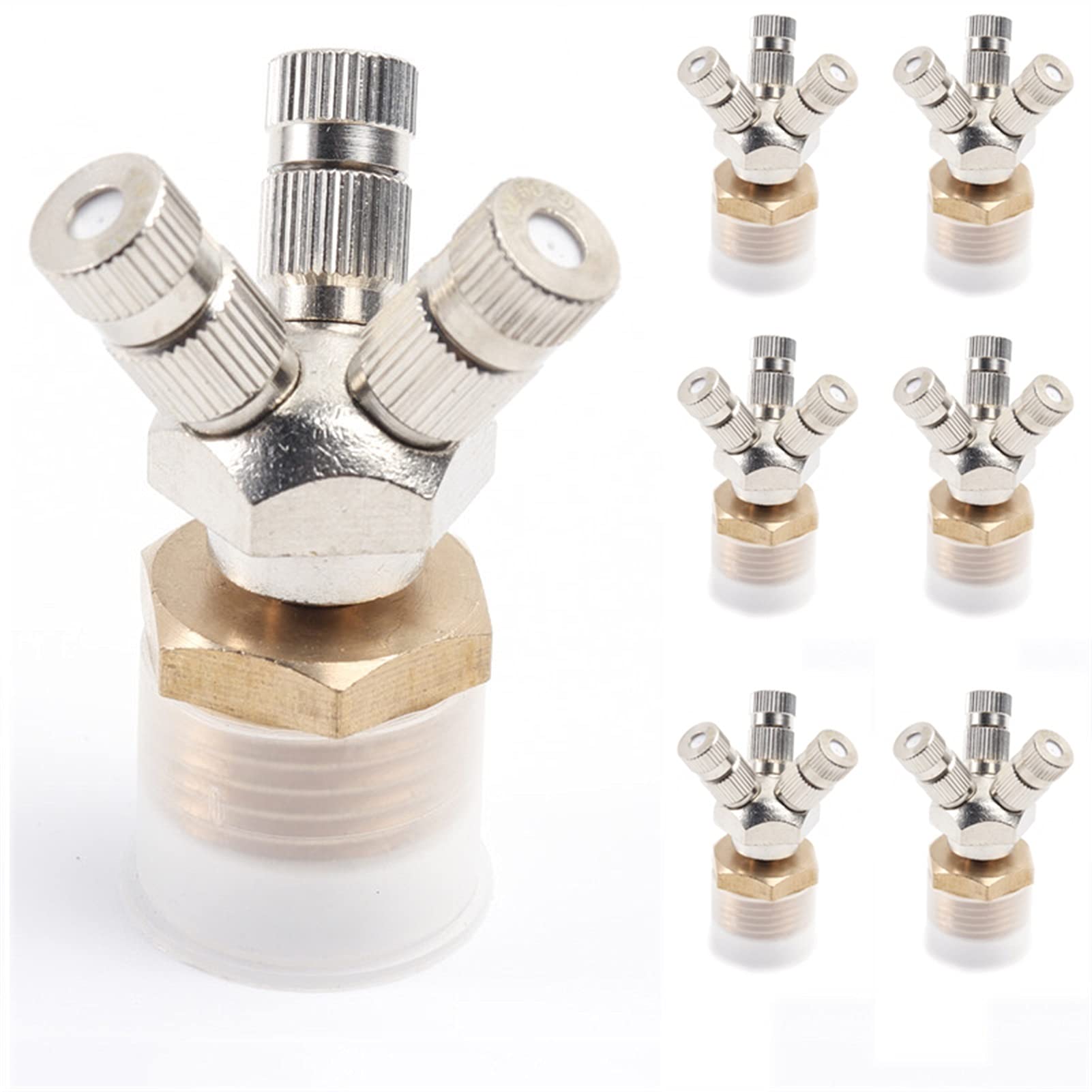 10pcs 3-Head Brass Garden Misting Nozzles - 1/2