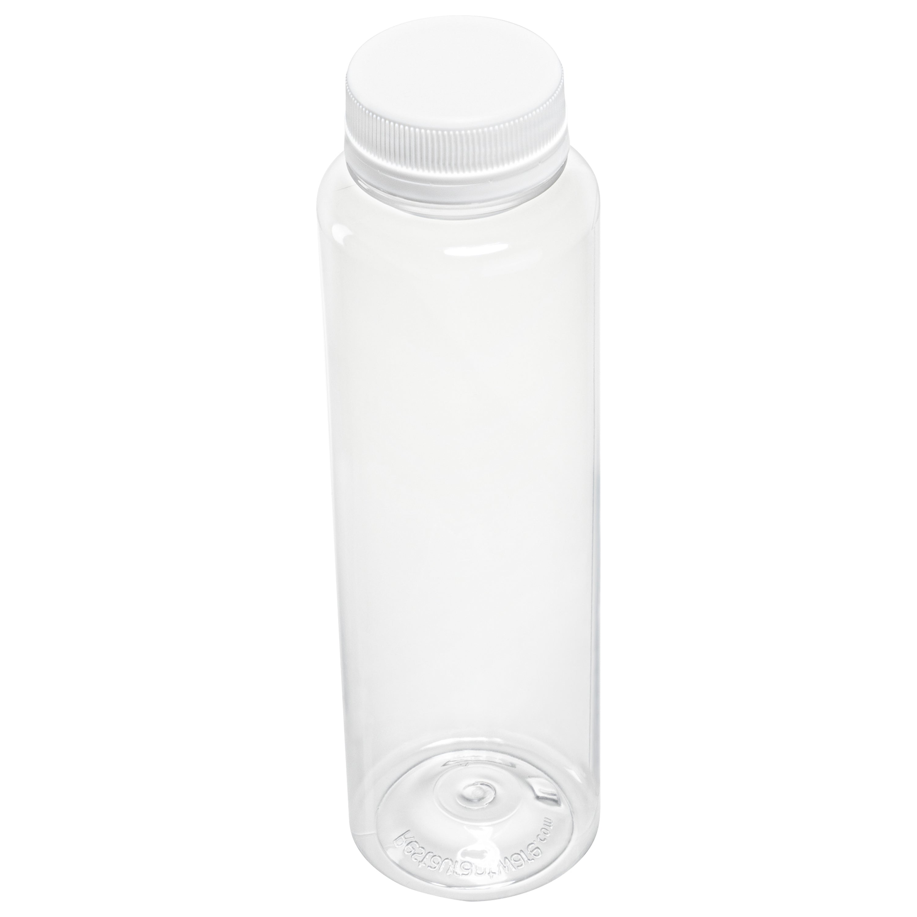 12 oz Clear Plastic Juice Bottles with Safety Cap - Round Cold Pressed Juice Containers (2