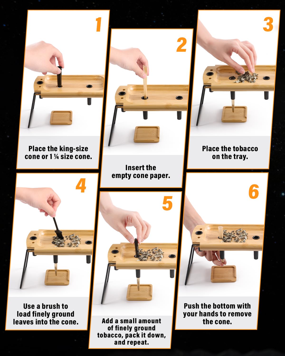 Foldable Wooden Rolling Tray Set with Cone Loader - Travel Smoking Kit for On-The-Go Use