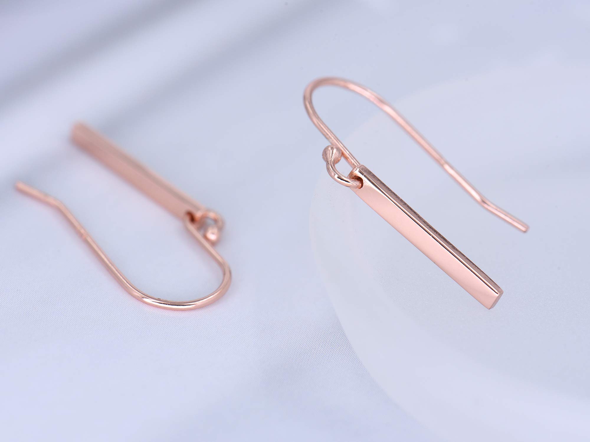 18K Gold Plated Sterling Silver Bar Drop Earrings for Women - Elegant Minimalist Dangle Earrings for Everyday Wear, Parties & Special Occasions