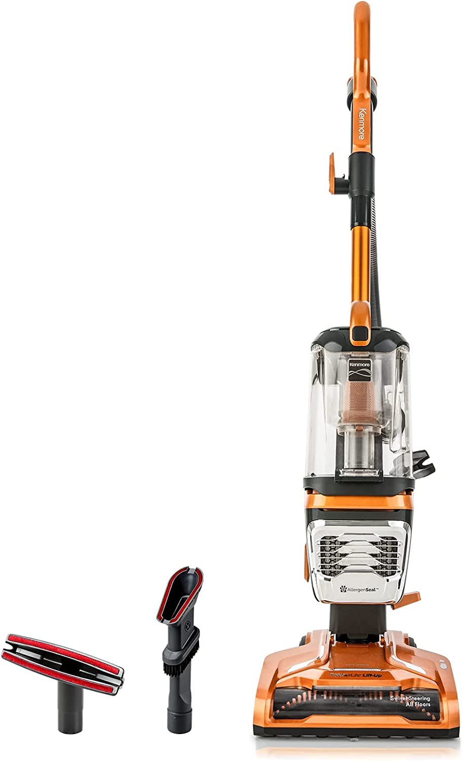 Kenmore DU4080 Featherlite Bagless Upright Vacuum Cleaner - 2 Motor Powerful Suction, HEPA Filter, Lightweight for Carpets & Hard Floors - Includes 2 Cleaning Tools for Pet Hair - Ideal for Home, Office & Car Cleaning (Orange)