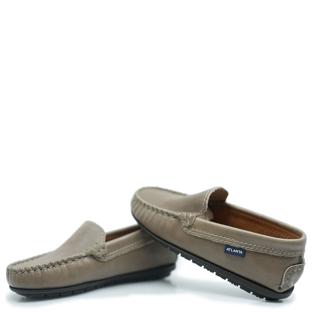 Atlanta Moccasin Taupe Stamped Loafers for Men - Comfortable Casual Slip-On Shoes for Work, Office & Dress Occasions