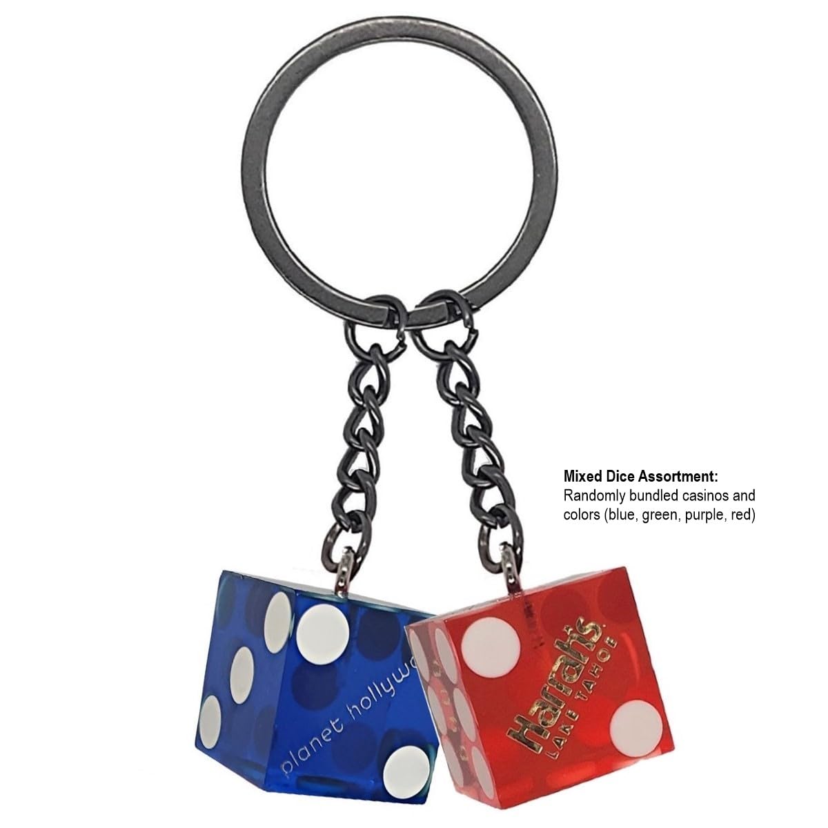Authentic Casino Dice Keychain - Genuine 19mm Lake Tahoe, Reno & Las Vegas Nevada Casino Craps Dice - Perfect for Gambling Enthusiasts & Gift Giving