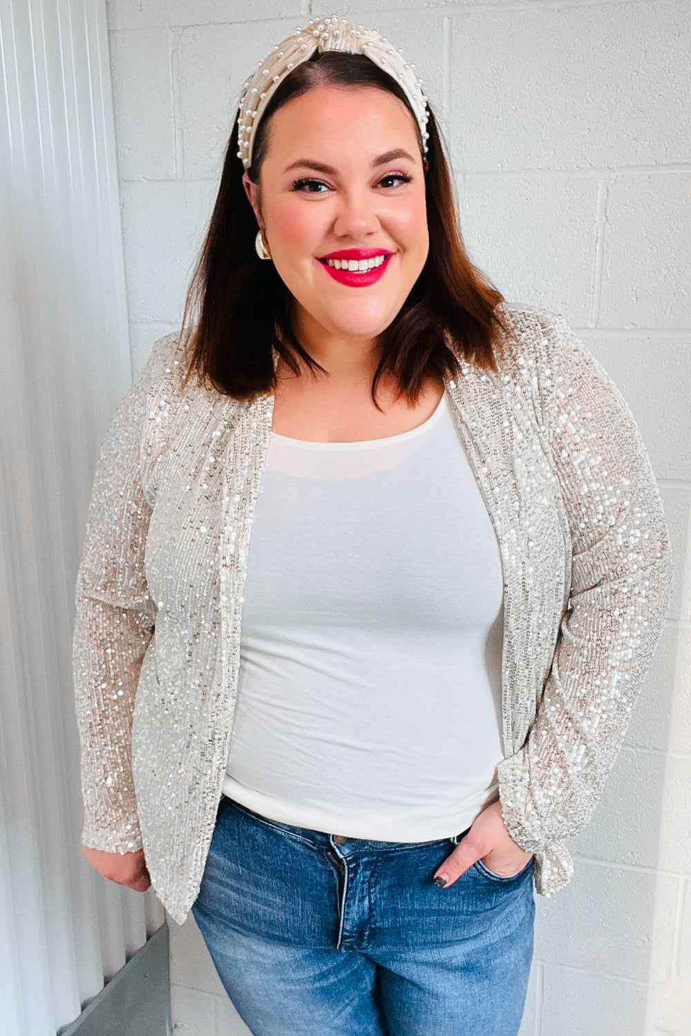 Silver Sequin Open Blazer for Women - Shiny Party Jacket for Evening Events, Club Outings & Special Occasions