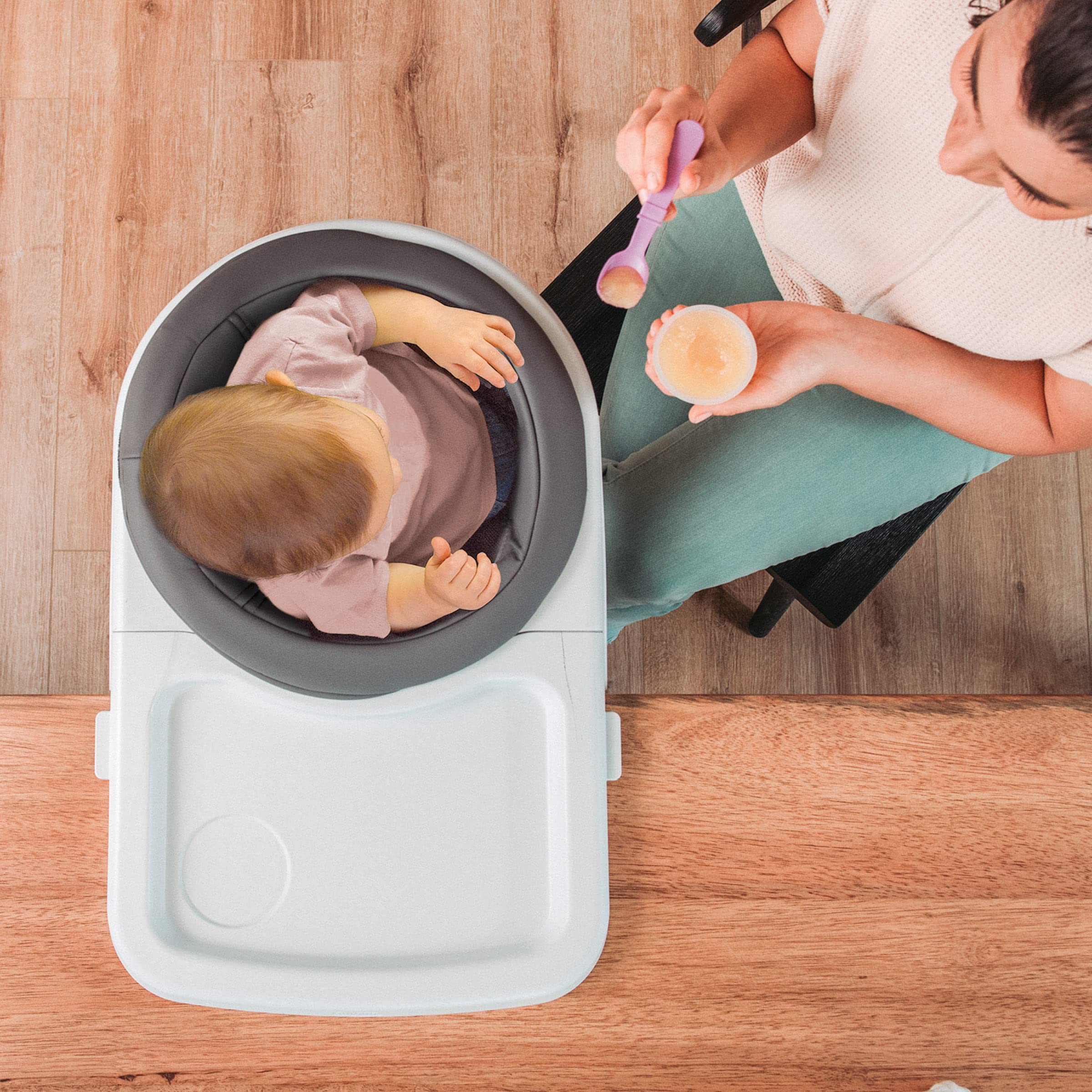 Chicco FastLock® 360 Rotating Hook-On High Chair - Portable Baby & Toddler Dining Chair with Quick Setup | Charcoal Grey | Perfect for Home, Restaurant & Travel Use