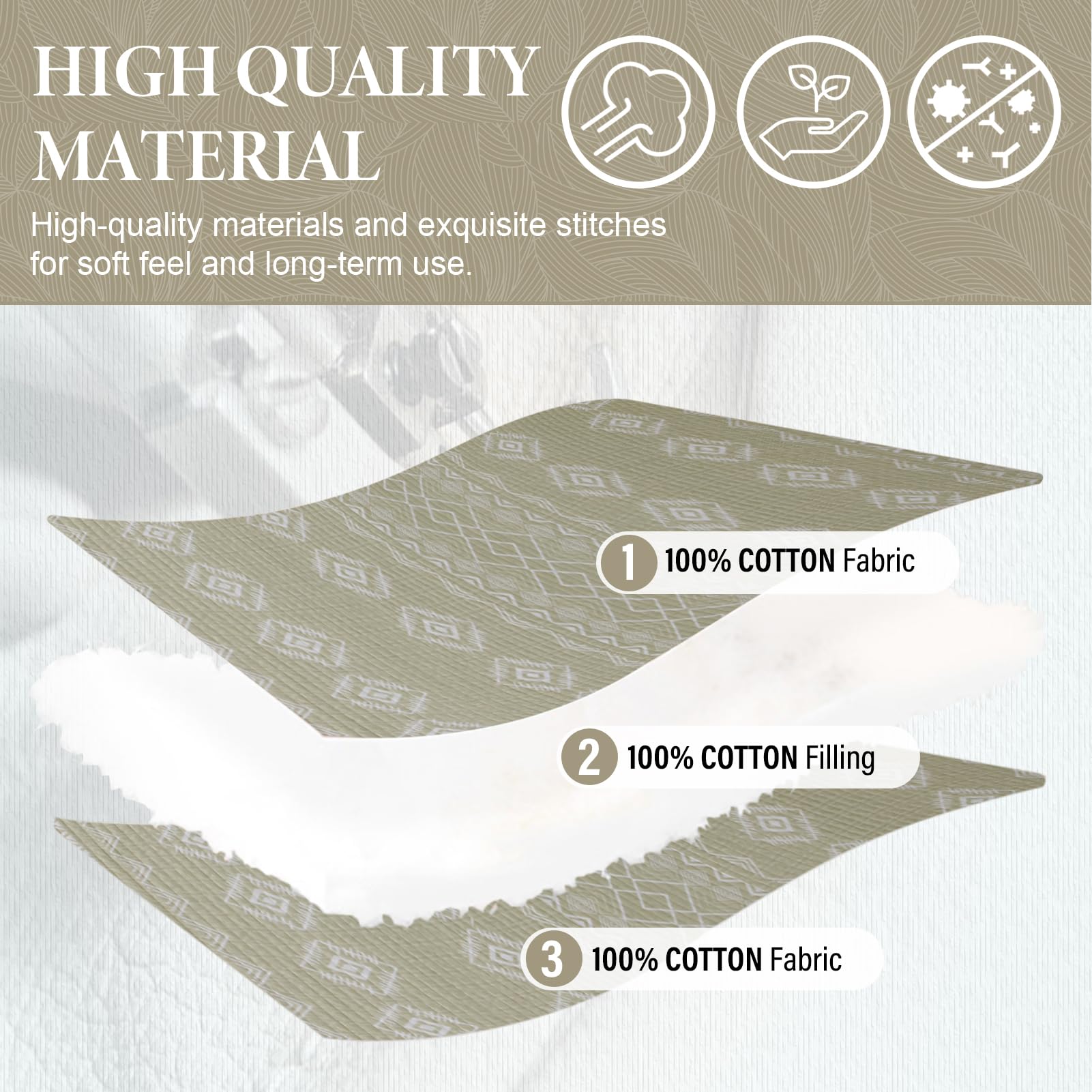 King Size Quilt Set - 100% Cotton Reversible Geometric Striped Comforter | Lightweight All-Season Bedspread for King Bed (Beige/White, 3-Piece) | Perfect for Master Bedroom, Guest Room & Cozy Home Decor