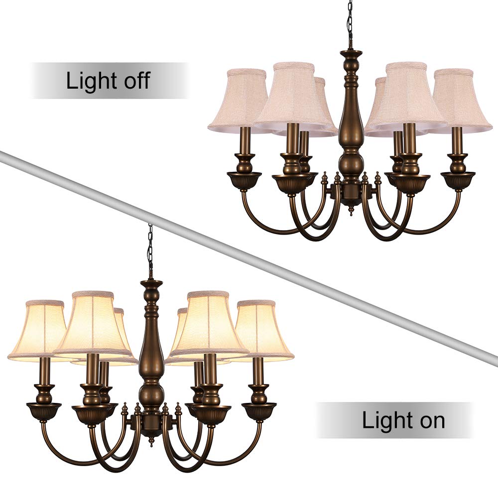 6-Pack Wellmet Small Clip-On Drum Lamp Shades for Candle Bulbs - 3x6x5 Inches - Perfect for Bedside, Desk & Decorative Lighting