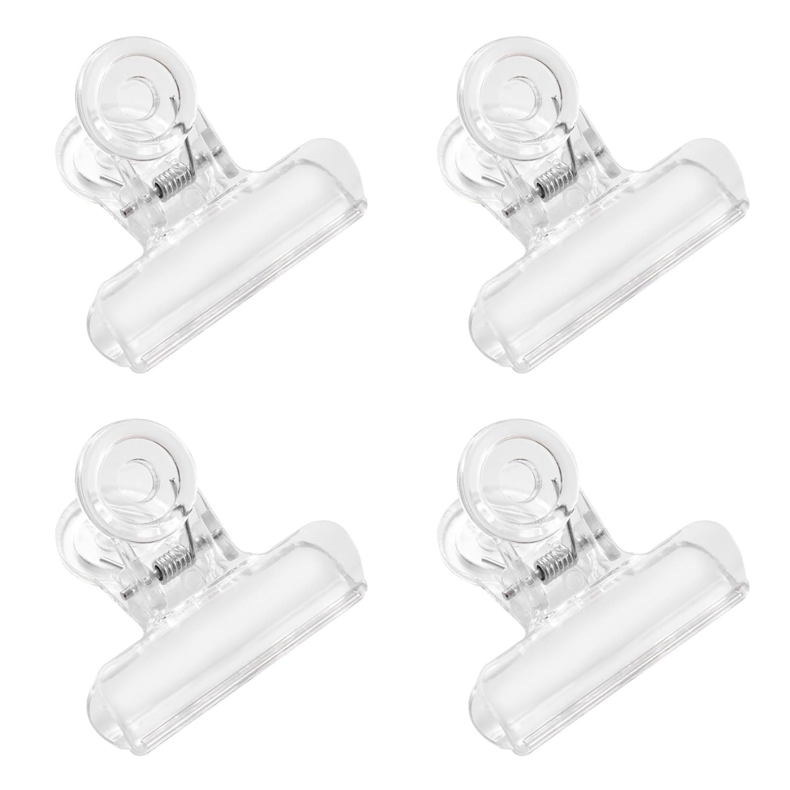 4Pcs Clear Plastic Chip Bag Clips - Food Storage Clamps for Chips, Snacks & Bread | Heavy Duty Hinge Clips for Kitchen, Pantry & Office Organization | Airtight Seal to Keep Food Fresh