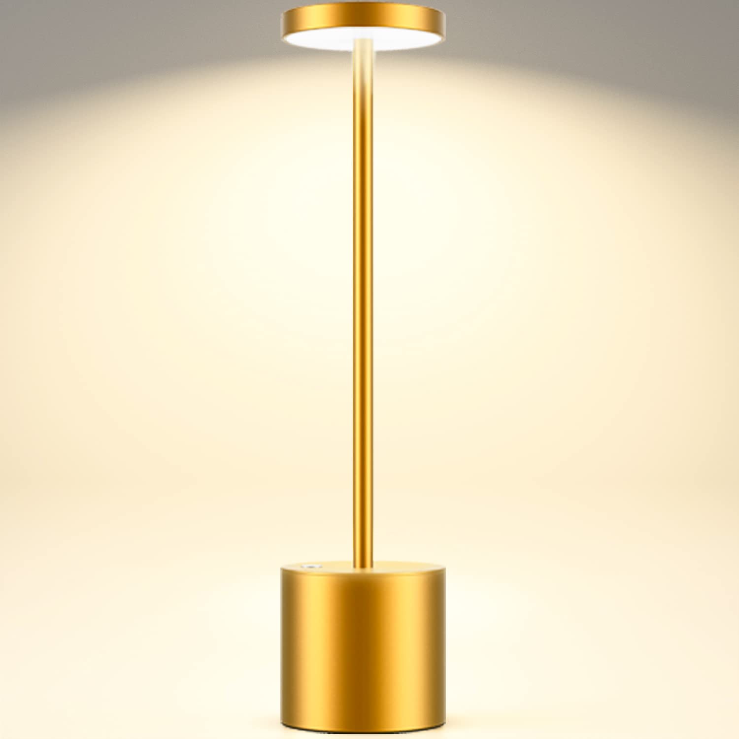 Rechargeable Cordless LED Table Lamp - 6000mAh USB Battery Operated, 2-Level Dimmable Portable Desk Light for Reading, Bedroom, Office, Restaurant & Outdoor Use (Gold, 1 Pack) - Perfect for Nightstands, Study Desks, Patio Dining & Emergency Lighting