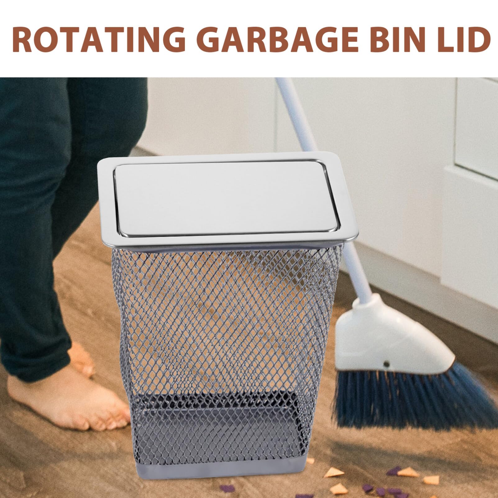 Stainless Steel Recessed Countertop Trash Chute Lid - Swing Flap Cover for Waste Disposal | Durable & Balanced Design for Kitchen, Office, or Bathroom Use