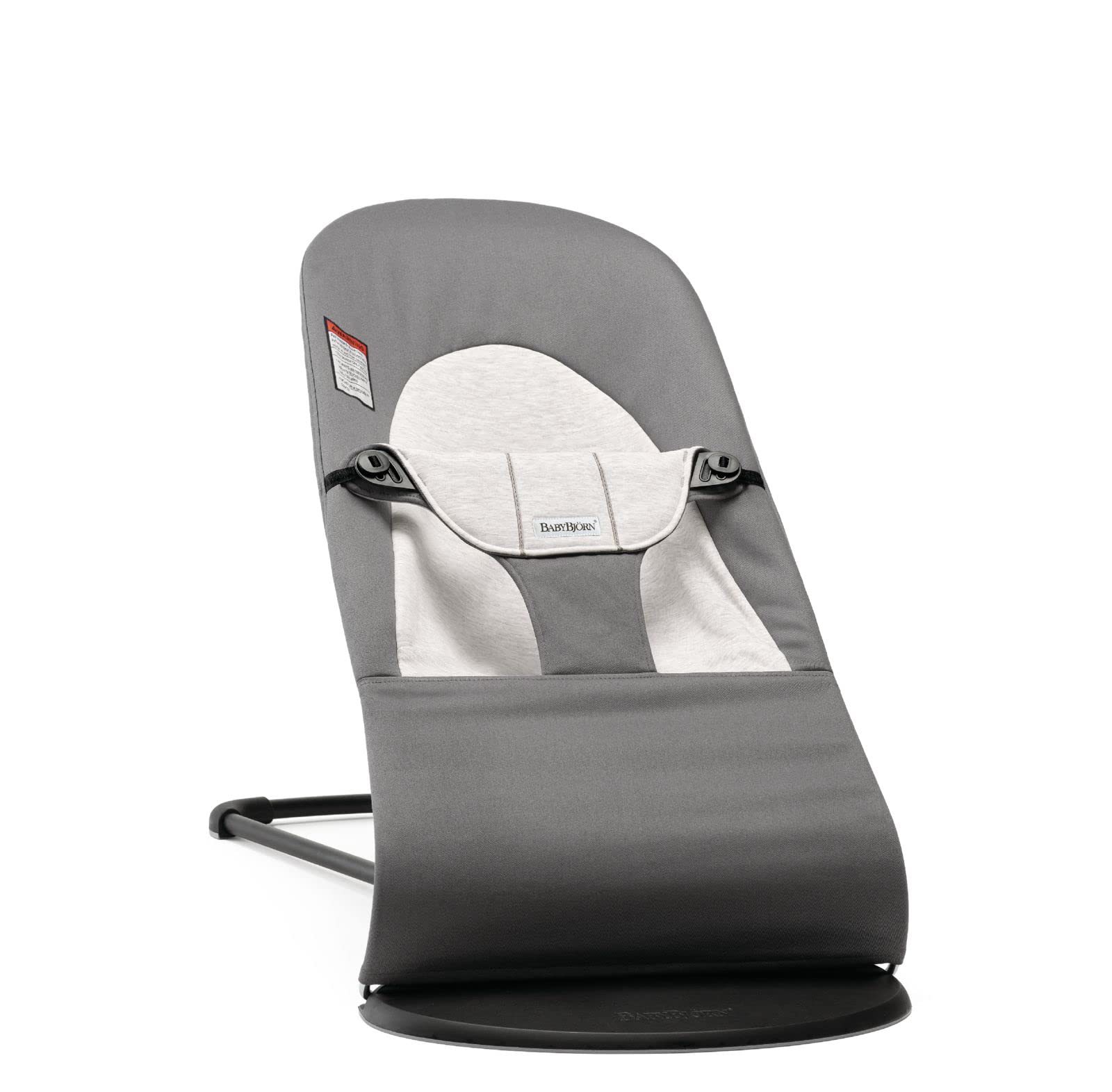 BabyBjörn Bouncer Balance Soft - Adjustable Baby Bouncer & Toddler Chair (8-29 lbs) - 4-Position Reclining, Lightweight & Portable - Dark Gray/Gray Woven Fabric - Perfect for Nursery, Living Room & Travel