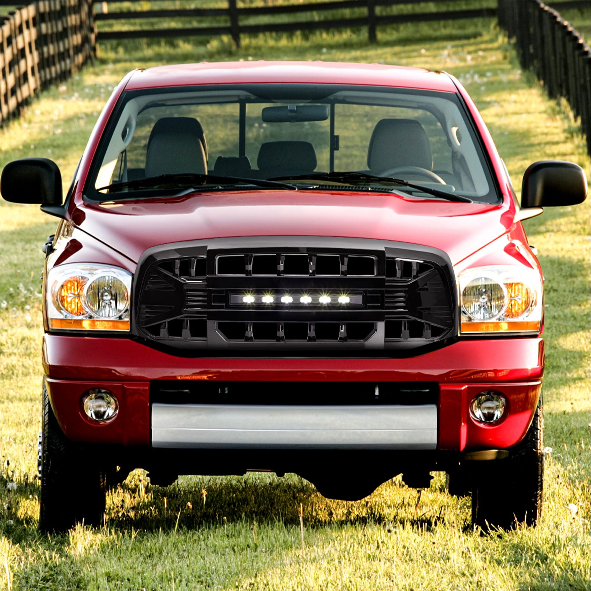 2006-2008 Dodge Ram 1500 & 2006-2009 Ram 2500/3500 LED Off-Road Grille Guard - Gloss Black Heavy Duty Front Bumper Protection for Off-Roading, Truck Shows & Night Driving