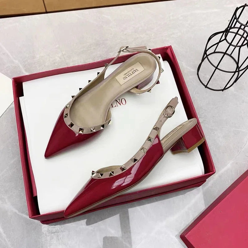 Luxury Gladiator Sandals for Women - Designer Rivet Slingback Sandals with 3cm Chunky Heel | Summer Fashion Footwear for Beach, Party & Casual Outings