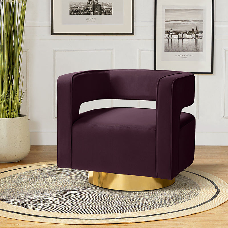 Agata Velvet Swivel Barrel Armchair - Modern Velvet Accent Chair with 360° Rotation for Living Room, Bedroom & Office