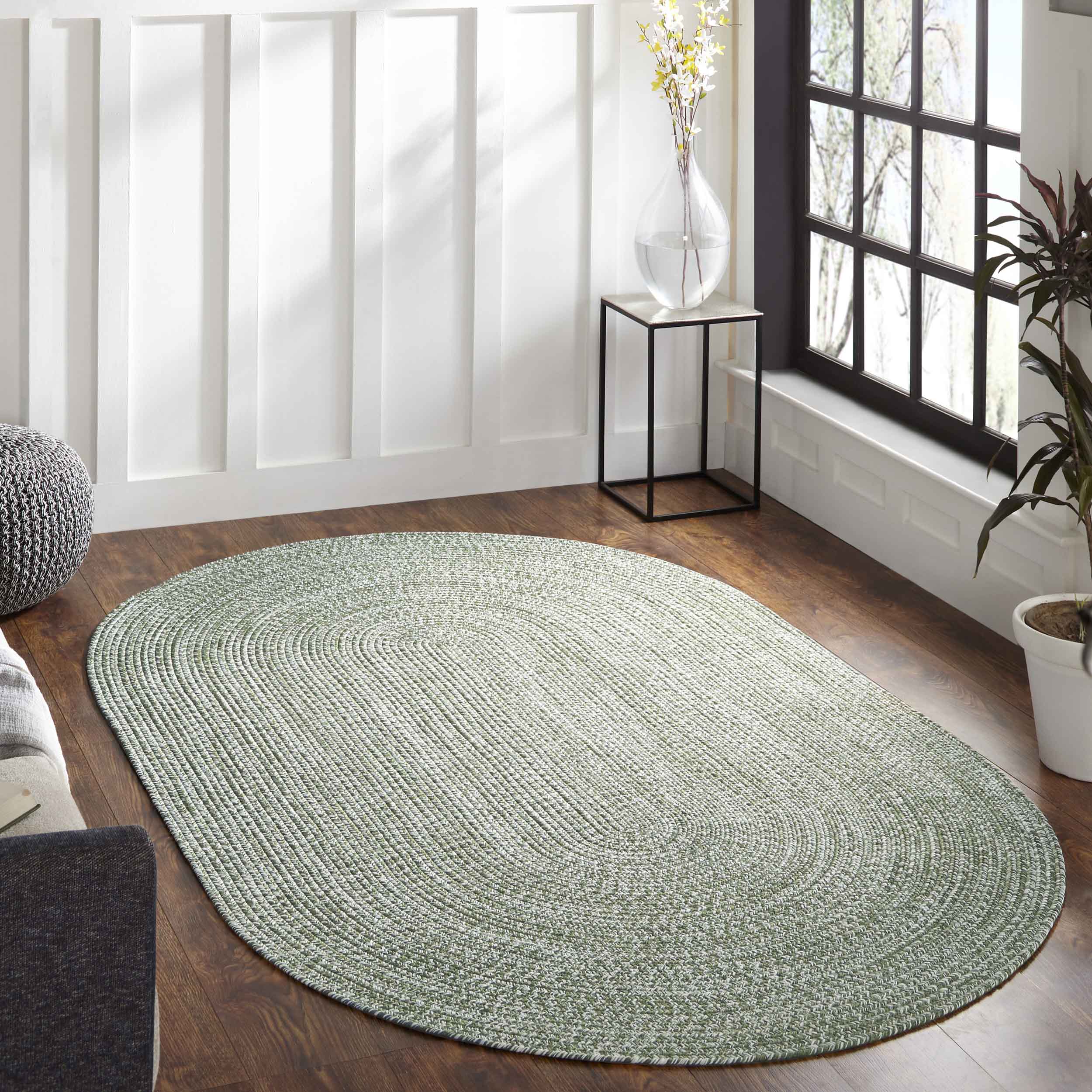 Reversible Braided Area Rug - 2-Tone Indoor/Outdoor Rug for Living Room, Bedroom, Patio & Deck - Non-Slip Durable Floor Mat for Home Decor