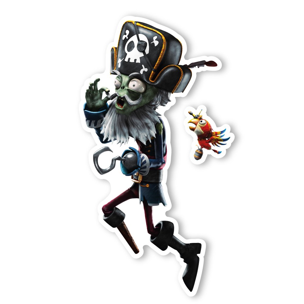 Plants vs. Zombies Garden Warfare 2 Wall Decal - Captain Deadbeard & Parrot Pal Sticker (33.25x60 inches) for Kids' Room Decor & Gaming Themed Bedroom