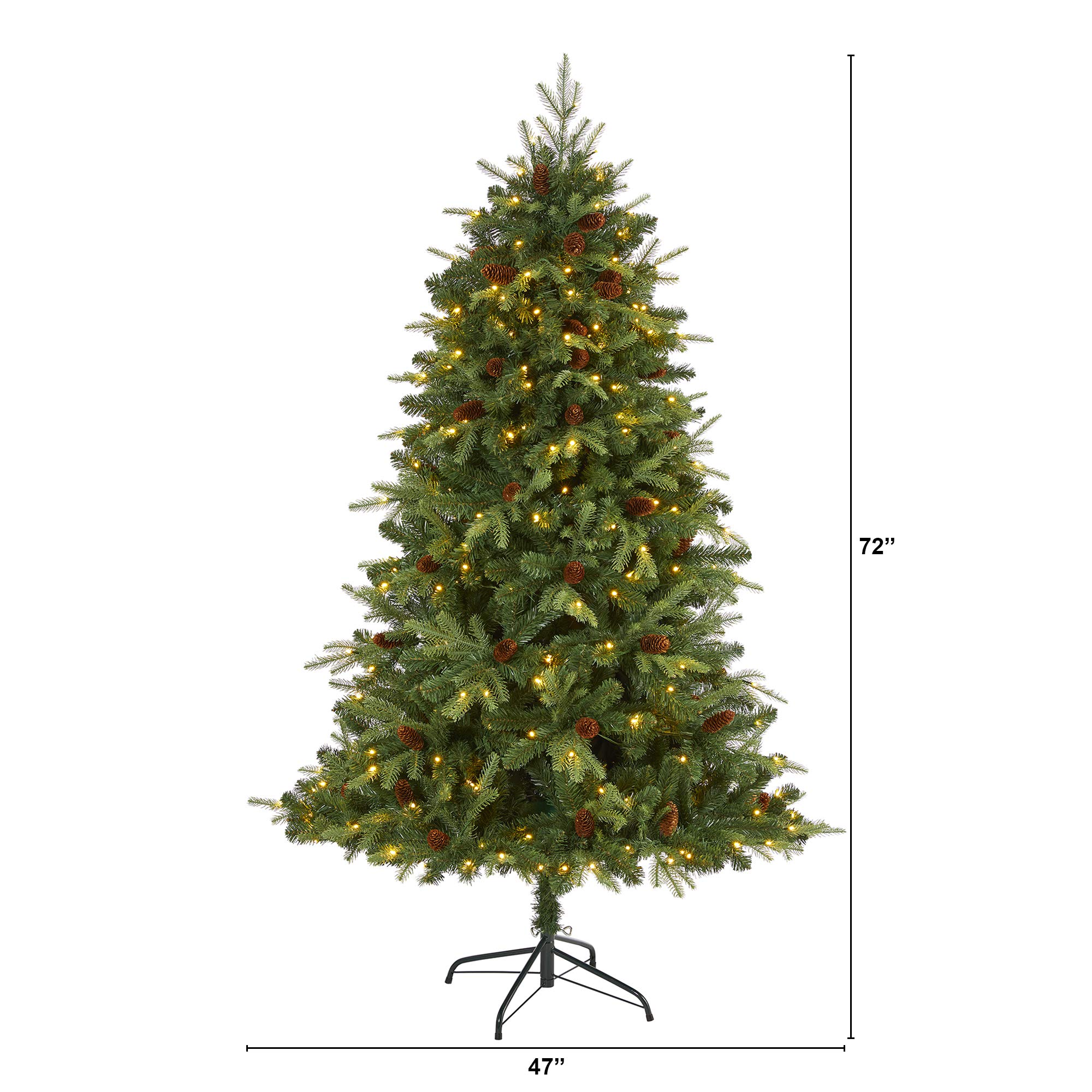Nearly Natural 6ft Wellington Spruce Artificial Christmas Tree with 300 Clear LED Lights & Pine Cones - Perfect for Holiday Home Decor, Office Party & Festive Celebrations