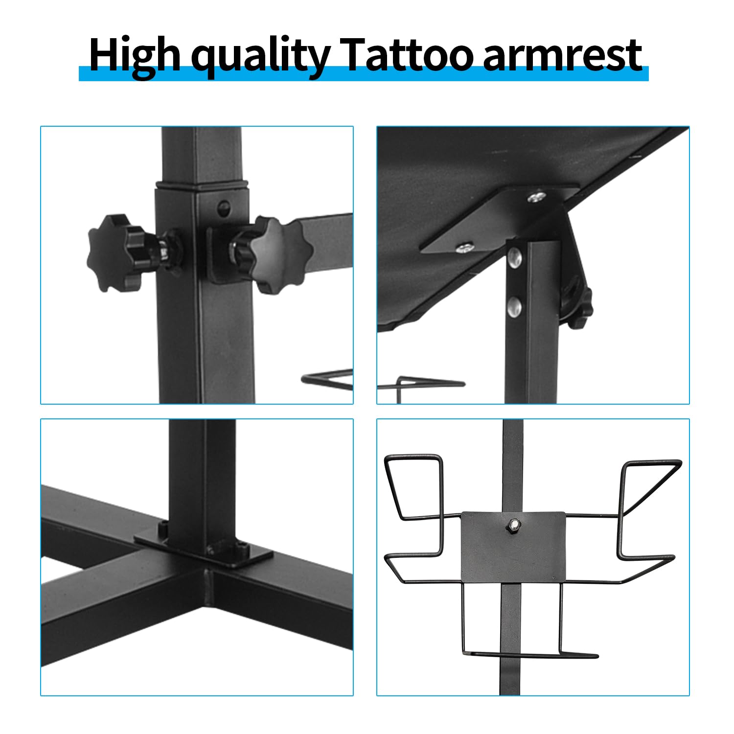 Professional Heavy Duty Tattoo Arm Rest Stand with PU Leather & Soft Sponge - Adjustable Height & Angle, Stable Oversized Armrest with Storage Rack - Perfect for Tattoo Artists, Permanent Makeup & Body Piercing Studios