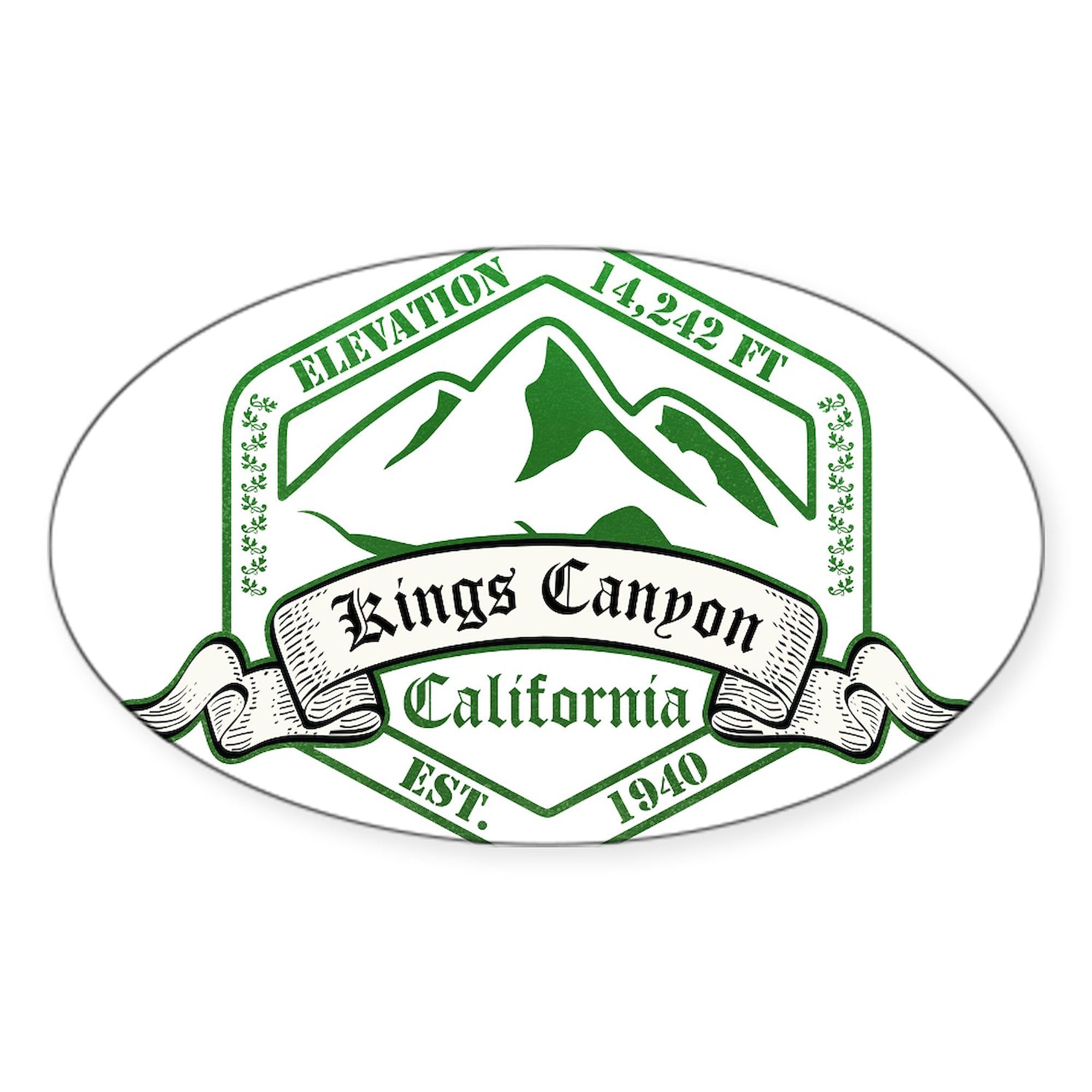 Kings Canyon National Park California Oval Car Bumper Sticker - Waterproof Vinyl Decal for Cars, Laptops, Coolers & Travel Gear - Perfect for Outdoor Enthusiasts & Nature Lovers