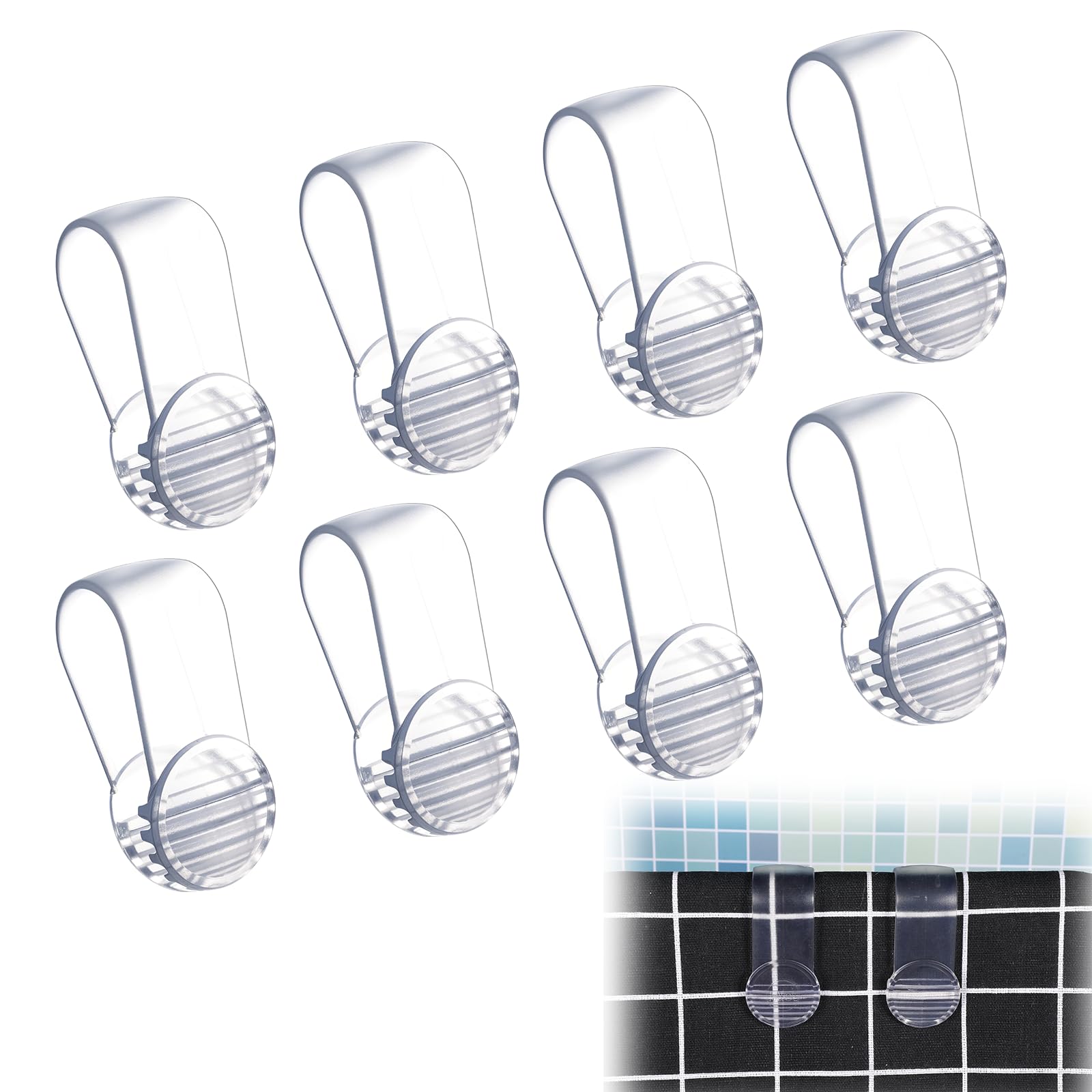 8 Pack Transparent Kitchen Towel Clips - Strong Grip Hand Towel Clamps for Oven, Dishwasher, Stove - Perfect for Securing Towels in Kitchen, Bathroom, Chair & Clothing Racks (Home & Restaurant Use)