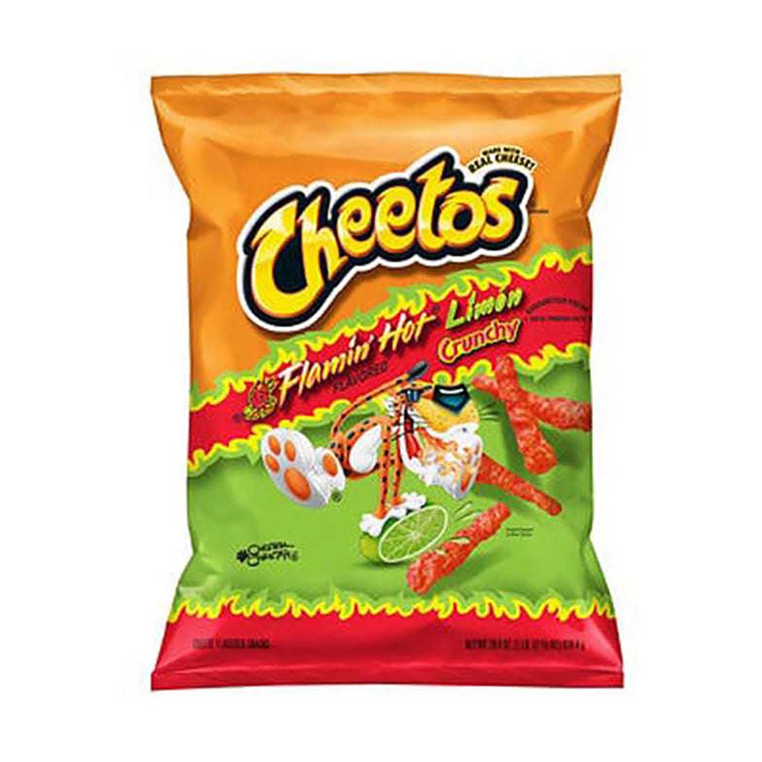 Frito Lay Cheetos Hot Limon Crunchy Cheese Snacks - 2.7oz Bags, 32 Count Case - Perfect for Parties, Road Trips & Movie Nights
