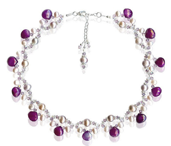 Elegant Mauve Amethyst Chalcedony Necklace for Women | Healing Crystal Jewelry Gift | Perfect for Meditation, Yoga & Spiritual Healing