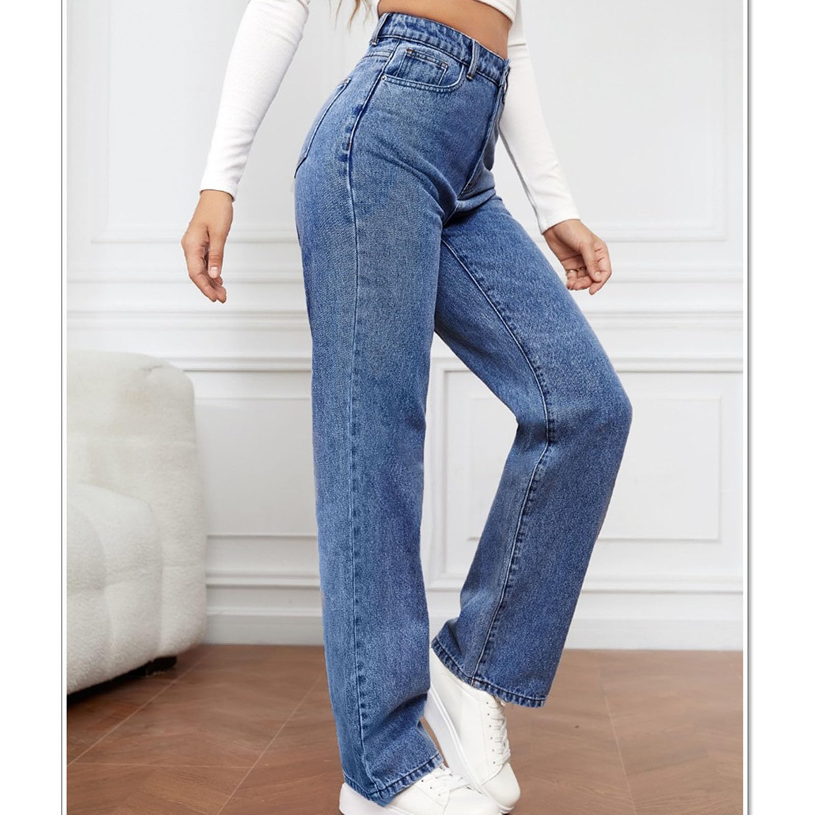 Women's High Waisted Wide Leg Boyfriend Jeans - Distressed Straight Casual Baggy Loose Fit Y2K Trendy Denim Pants for Streetwear & 90s Retro Fashion