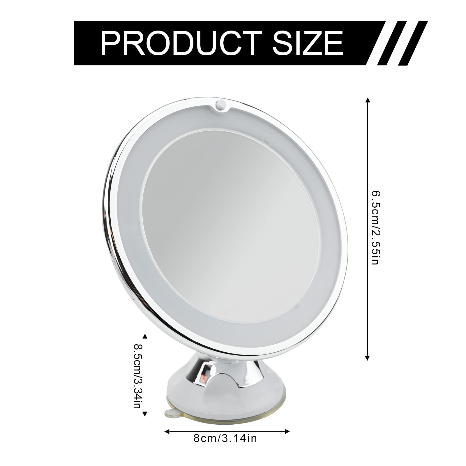 10x LED Lighted Makeup Mirror with Suction Cup - 6.7