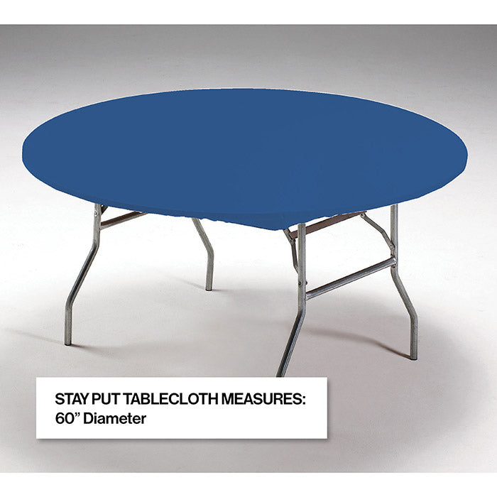 12-Piece Bulk Royal Blue Stay Put Round Table Covers - Spill-Proof & Non-Slip for Weddings, Parties, and Events