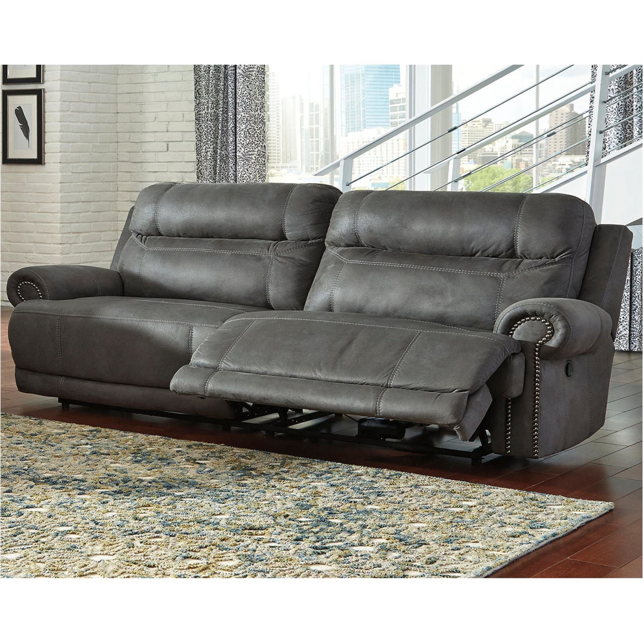 Stylish Austere Reclining Sofa in Gray - Modern Comfort for Living Room, Home Theater & Lounge Spaces