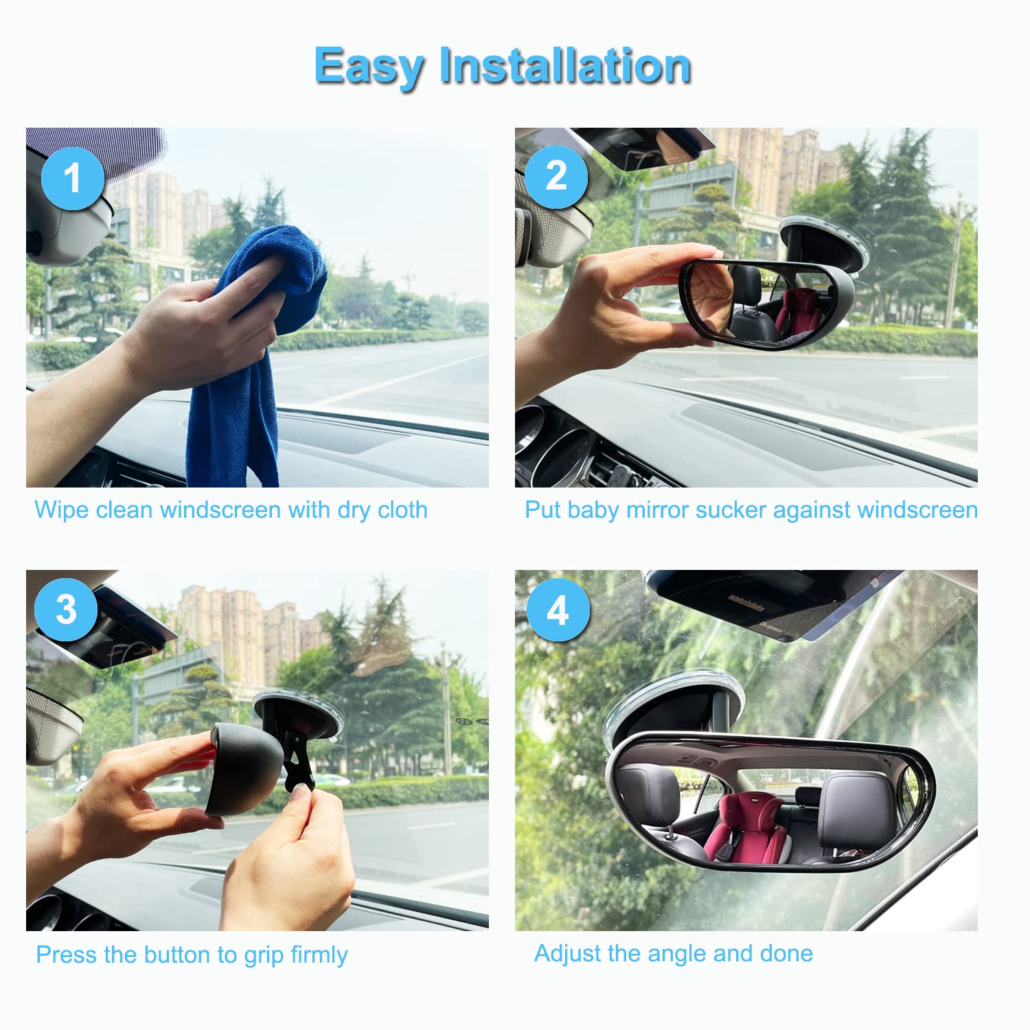 **KITBEST Shatterproof Rear View Baby Car Mirror – Adjustable Back Seat Mirror for Infants & Newborns – Safe & Durable for Easy Monitoring While Driving**    *(Perfect for Road Trips, Daily Commutes, and Keeping an Eye on Your Little Ones Safely)*