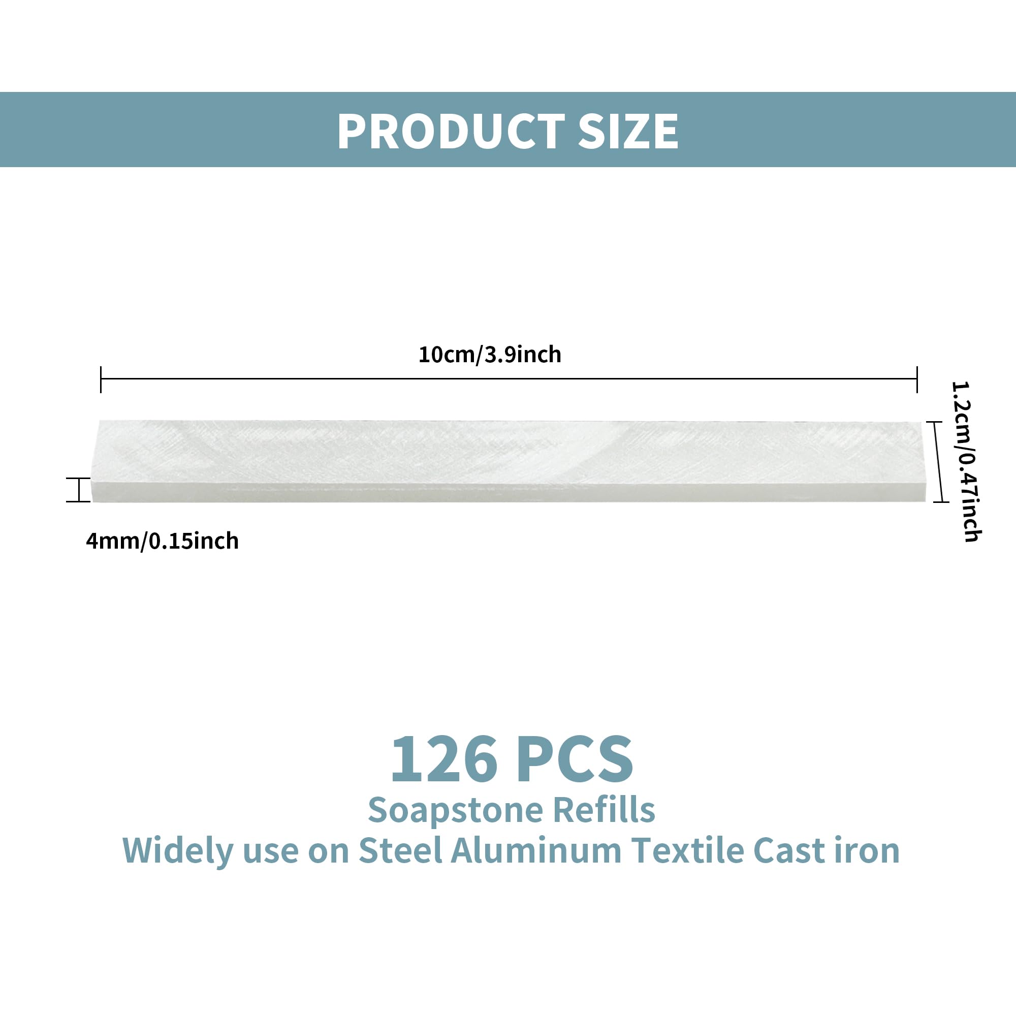 126-Pack Soapstone Pencils for Welding - Flat White Refillable Soapstone Markers, High Temp Chalk for Steel & Cast Iron - Perfect for Metal Fabrication, Construction & Textile Marking (Removable Industrial Marking Tool)