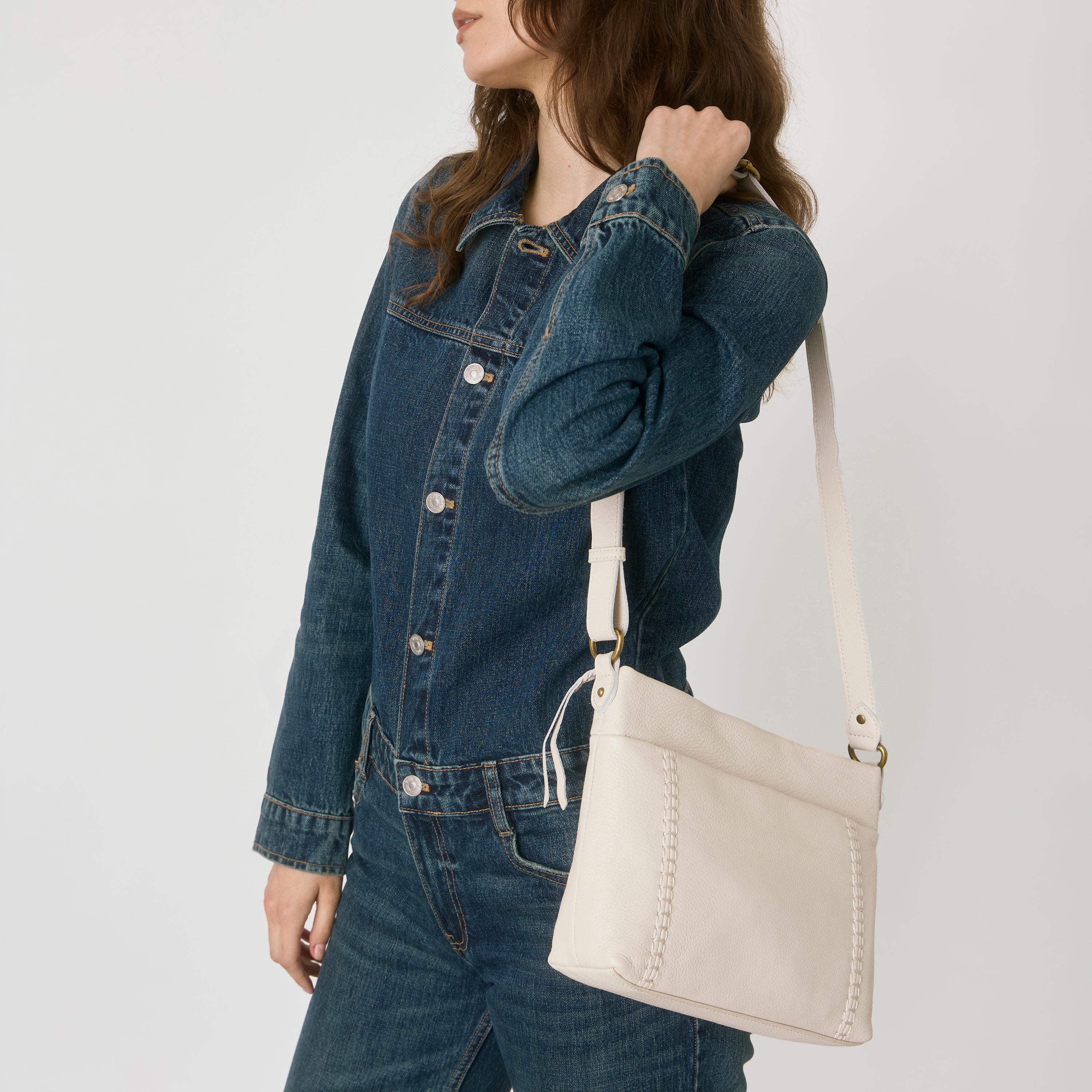 Melrose Genuine Leather Crossbody Bag in Stone Color - Stylish & Durable Women's Shoulder Purse for Everyday Use, Travel & Shopping