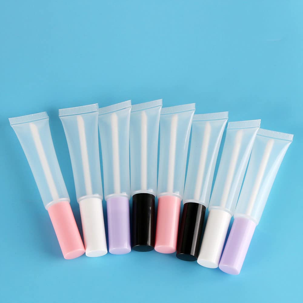 COSIDEA 50 Pack 15ml Empty White Lip Gloss Tubes with Applicator Wand (14.2g) - DIY Lip Gloss, Makeup Refill, Travel Size Cosmetic Containers for Salons & Home Use