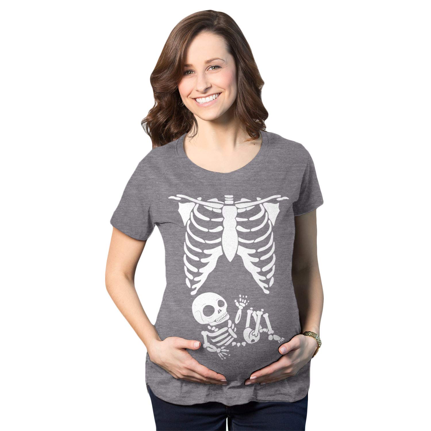 Funny Maternity Skeleton Baby T-Shirt - Cute Pregnancy Halloween Announcement Tee for Gender Reveal & Photo Shoots