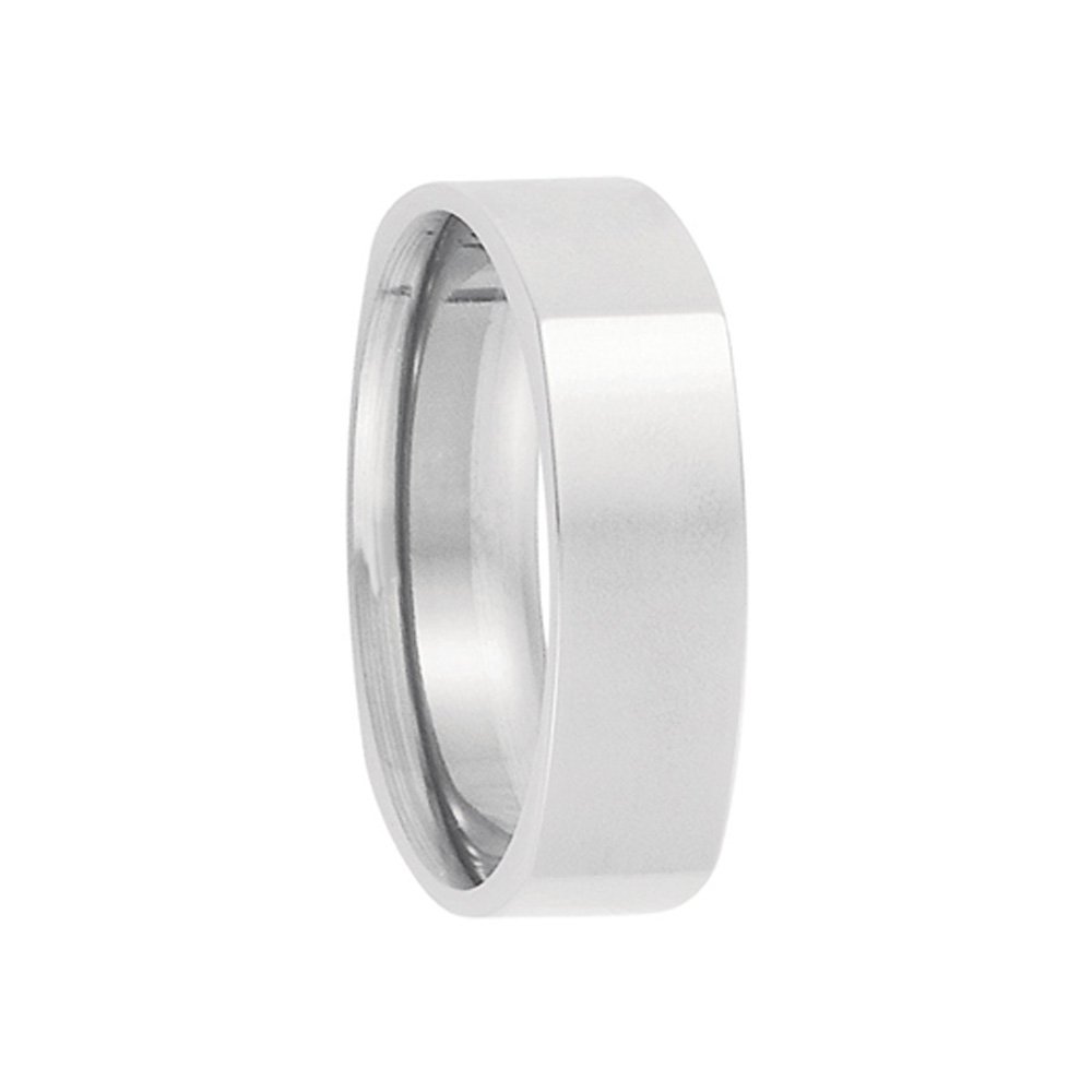 The Black Bow 4mm Square Comfort Fit Polished 14k White Gold Wedding Band for Men and Women