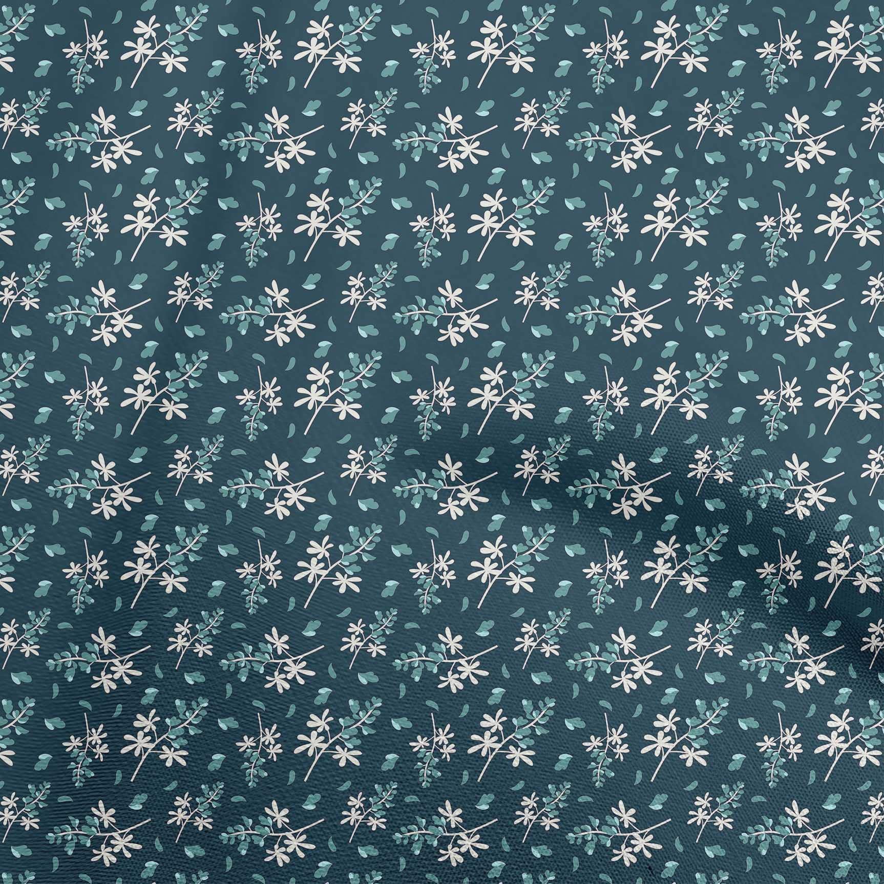 oneOone Viscose Jersey Blue Floral Print Fabric for Kids Clothing - 60 Inch Wide DIY Sewing Material by The Yard | Perfect for Dresses, Skirts & Craft Projects