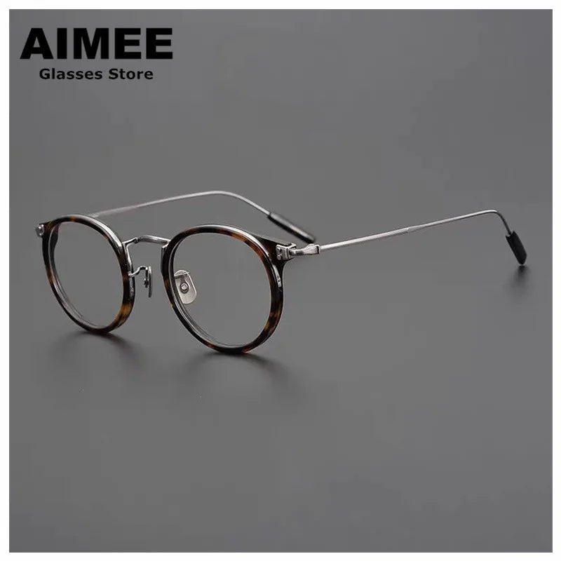 Unisex Aimee 1557 Round Full Rim Titanium Acetate Eyeglasses - Lightweight & Durable Glasses for Work, Reading & Everyday Wear